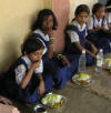 Eating lunch provided by SHAMA, Inc. and SPRJ Kayashala Trust