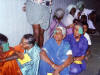 Women waiting in line, patches on eye
