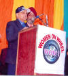 man at podium